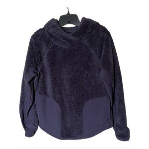 Nike Purple Sherpa Therma Fleece Training Pullover Hoodie Oversized Size XS